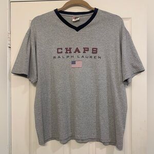 Vintage Chaps Ralph Lauren Gray Navy Short Sleeve XXL T-Shirt. 2960-A2